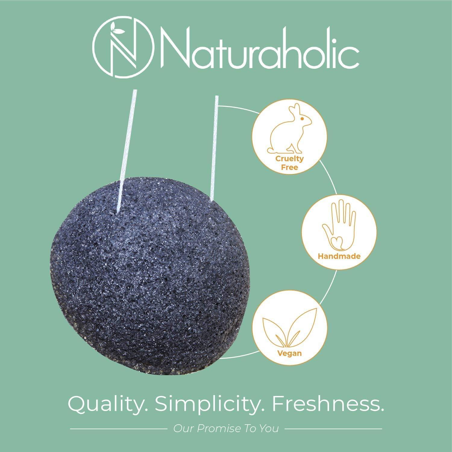 Naturaholic Charcoal Konjac Sponge AllNatural & Vegan Exfoliating