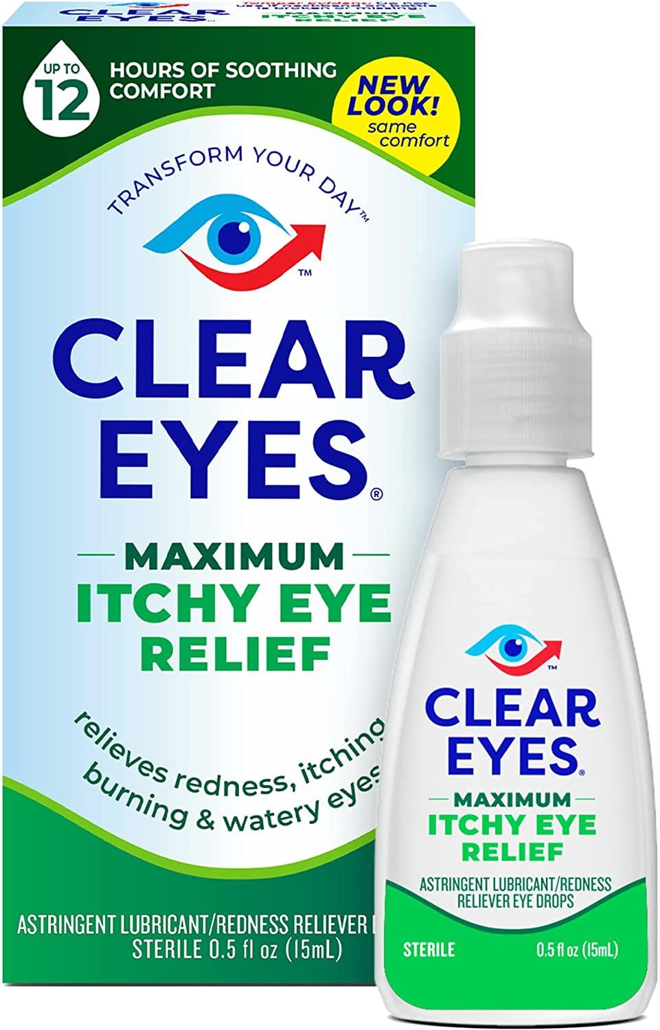Clear Eyes Maximum Itchy Eye Relief Eye Drops, 0.5 Fl Oz (Pack of 3)