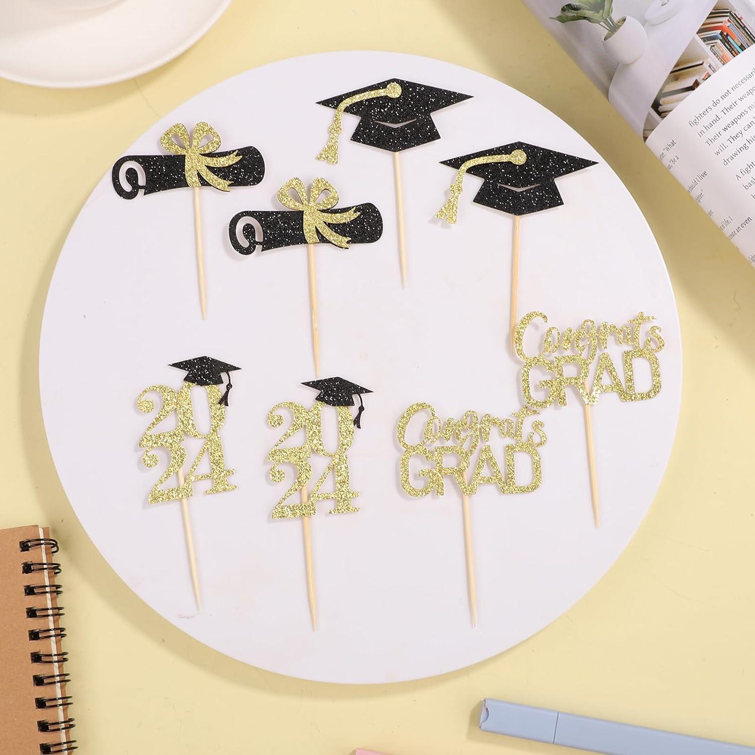 Gyufise 24 topper per cupcake per studenti di laurea 2024 classe del 2024 per ragazzi e