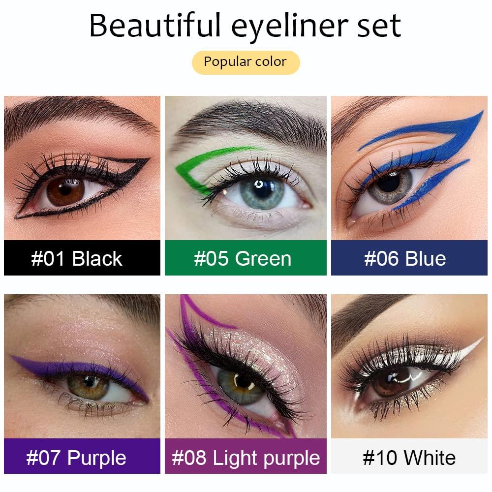 Kaely Liquid Wing Eyeliner Stamp Kit 6 Colors Waterproof Eye Pencil Set