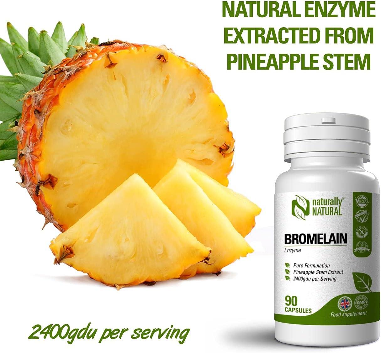 Naturally Natural Bromelain 90 Vegan Capsules High Dose 2400gdu per