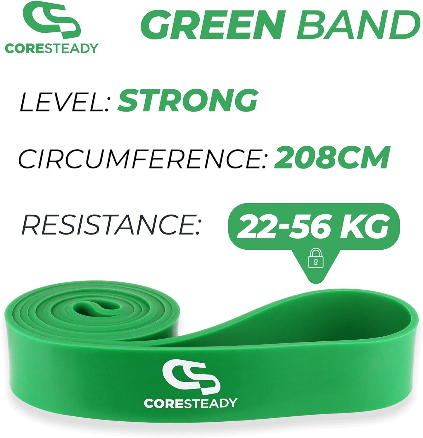 Coresteady Green Pull Up Resistance Band Heavy Duty Rubber Loop for Men Women Build Power Muscle Fitness Training Assist