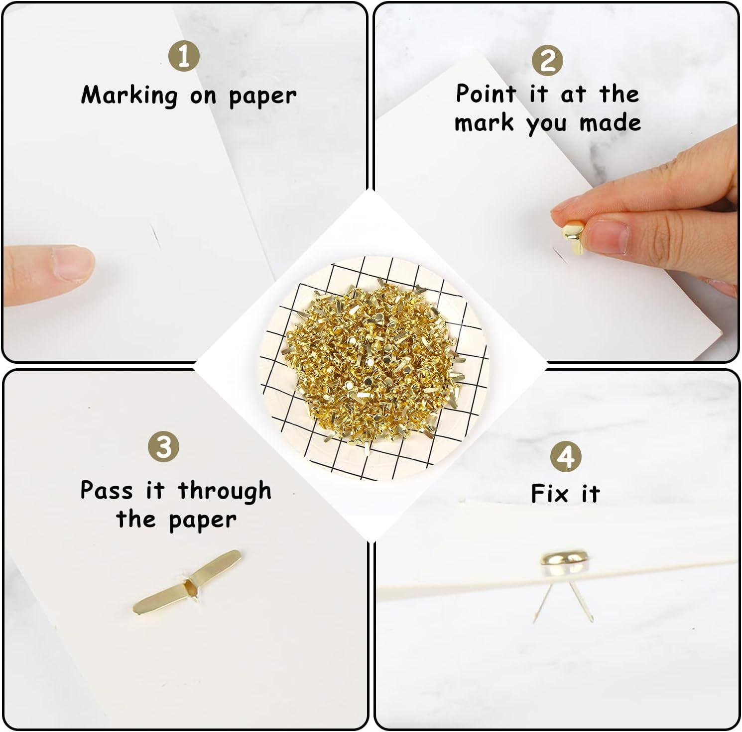 PATIKIL 200 Stuks Papier Koperen Bevestigingen Splitpennen Scrapbooking Benodigdheden