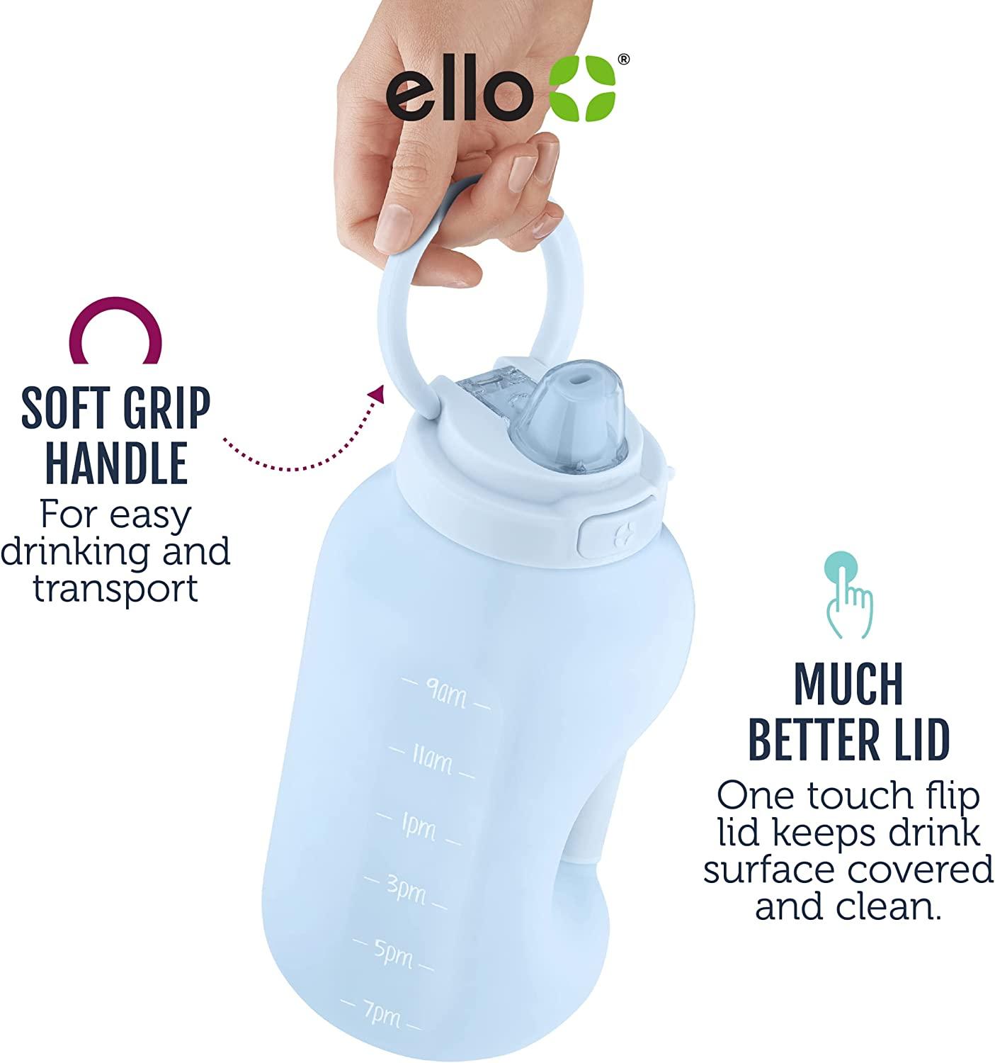Ello Safe Clean Glass Water Bottles 20 oz Each - Leak Proof with Easy Grip  2 Pack