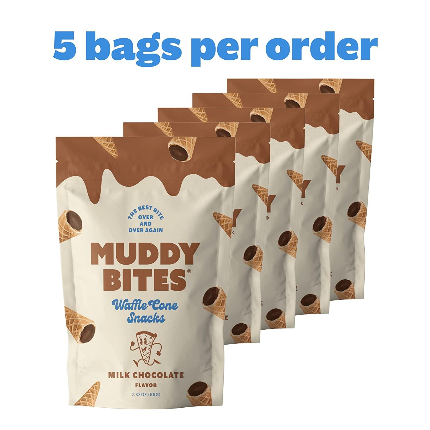 Muddy Bites Chocolate Filled Bite Size Waffle Cone Snack (Milk