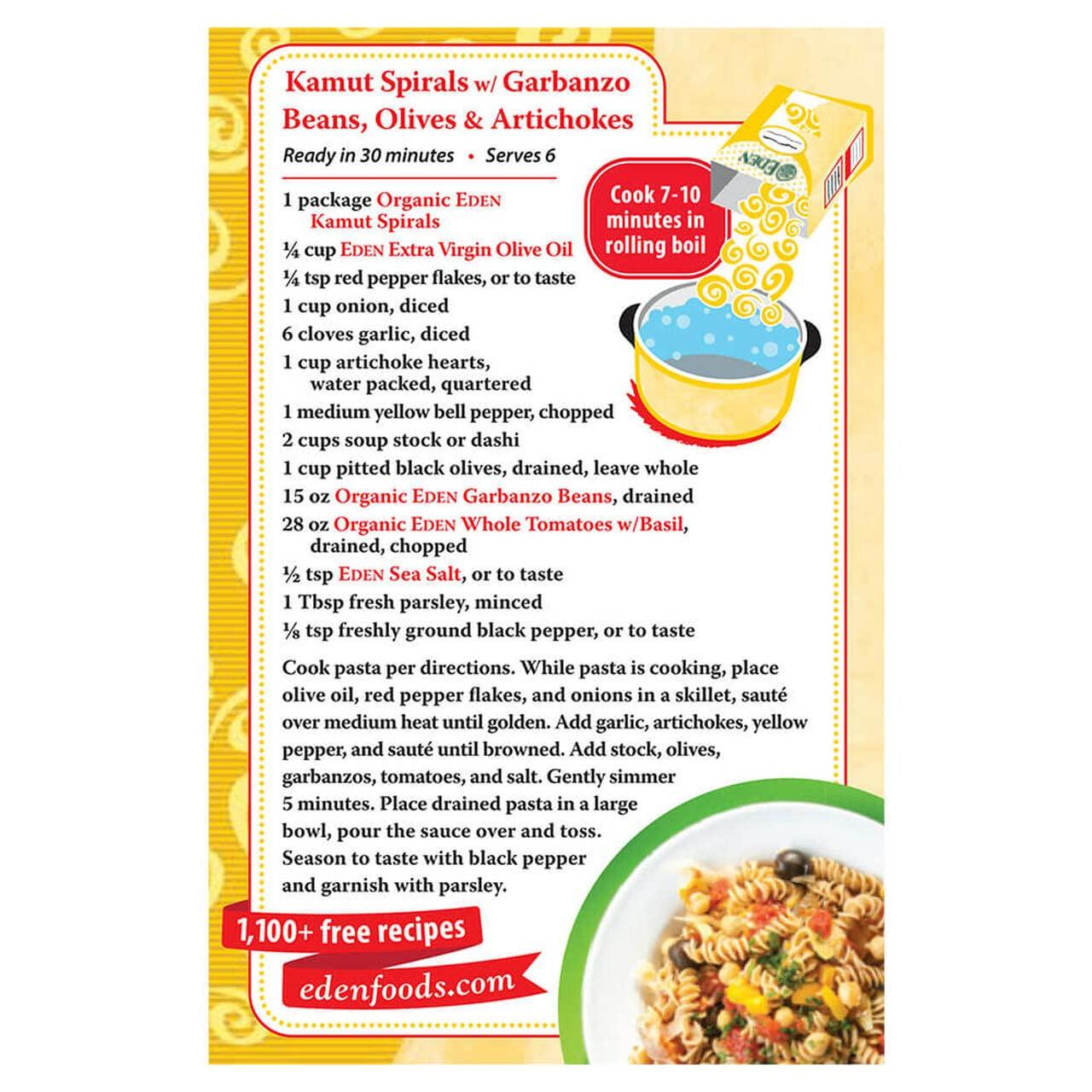 Eden Organic Kamut Spirals, 100 Whole Grain Pasta, 12 oz (2Pack)