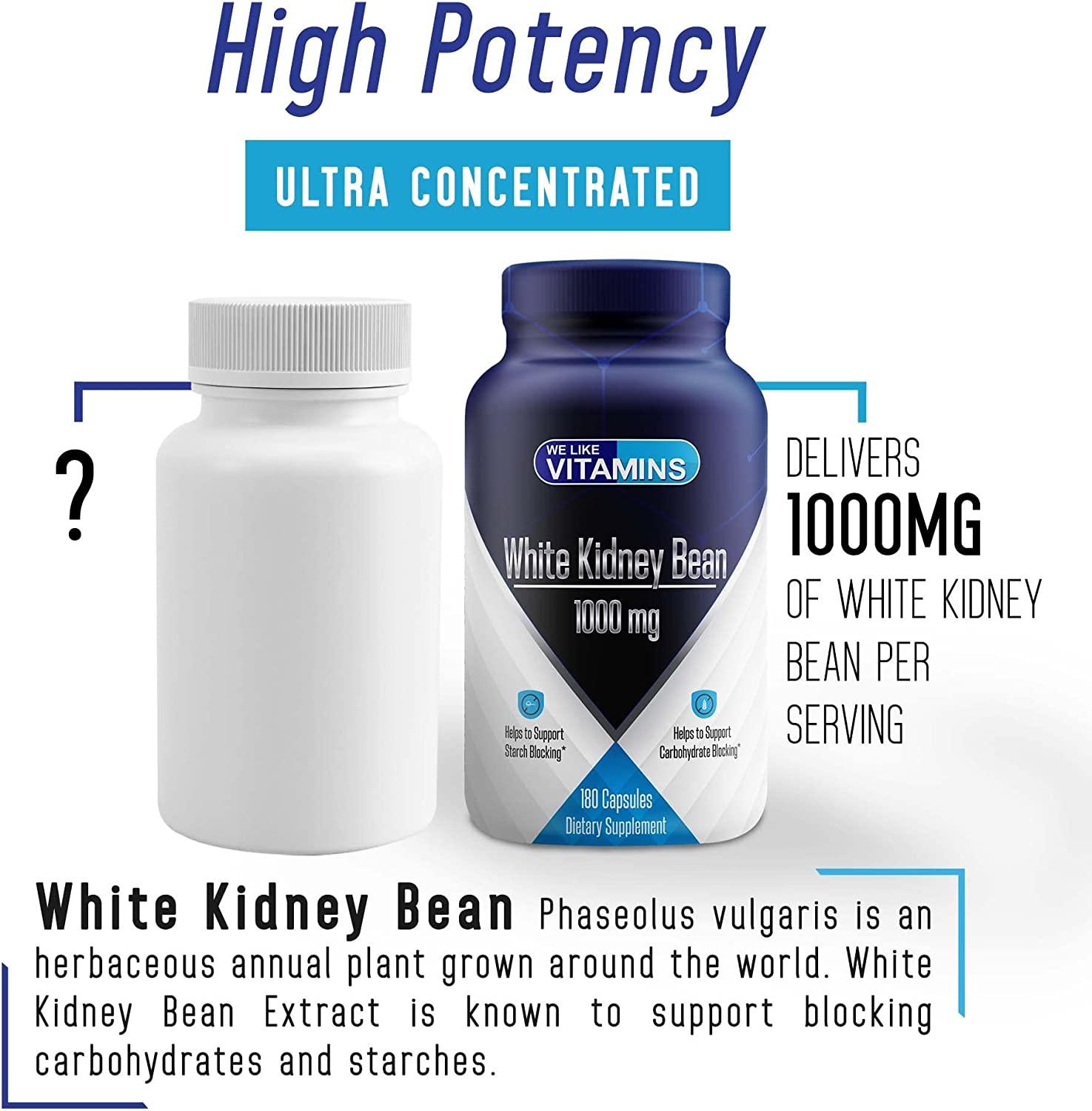 White Kidney Bean 1000mg 180 Capsules White Kidney Bean Supplement