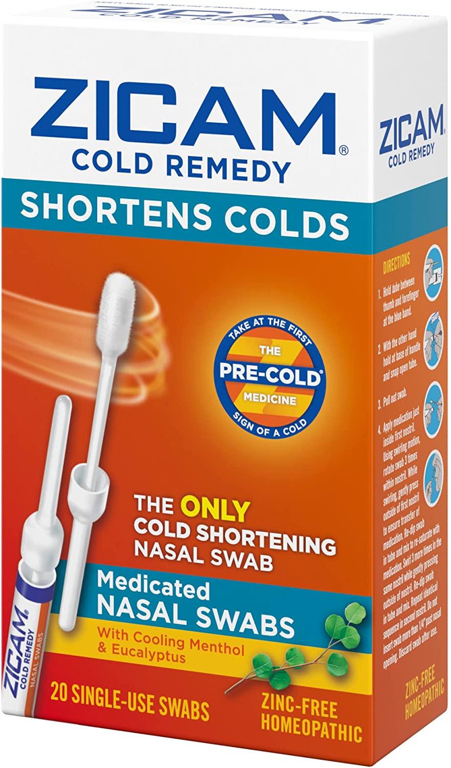 Zicam Cold Remedy Nasal Swabs with Cooling Menthol & Eucalyptus 20