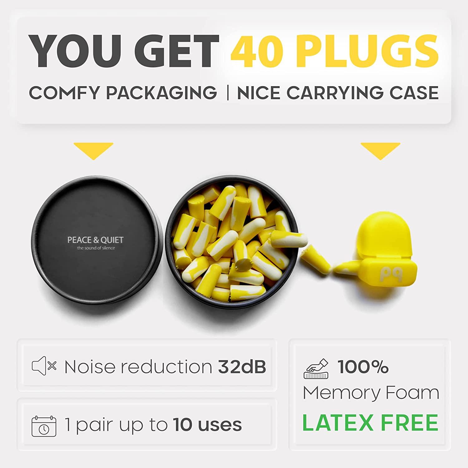 PQ Small Ear Plugs for Sleep 40 Foam Earplugs for Small Ear Canals, 32 dB Noise Cancelling