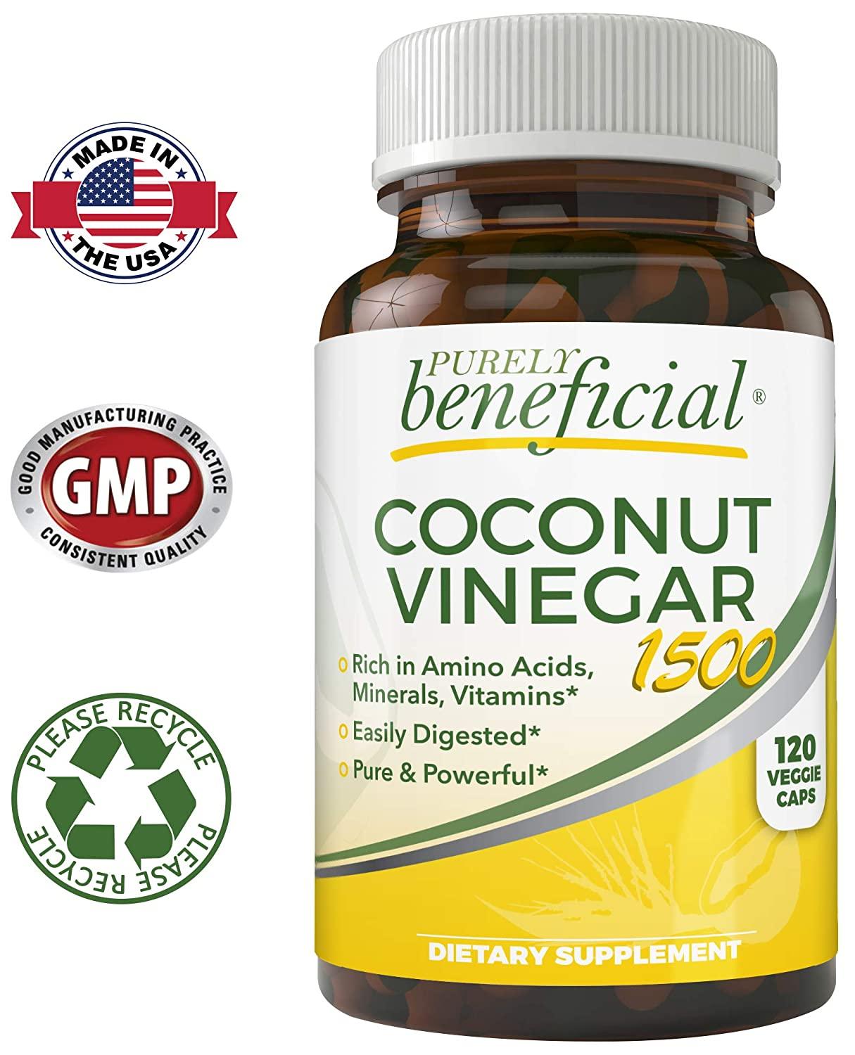 Coconut Vinegar Capsules NutrientDense & Low Glycemic with 17 Amino Acids Apple Cider