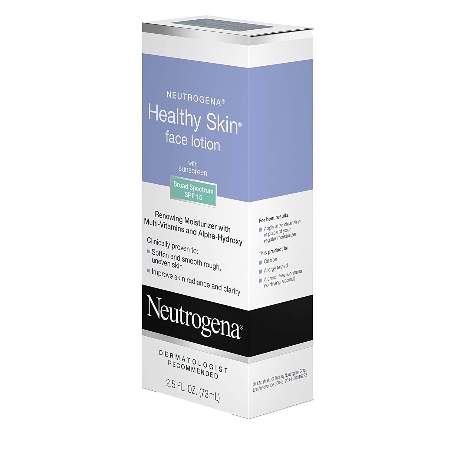 Neutrogena Healthy Skin Face Moisturizer Lotion with SPF 15 Sunscreen & Alpha Hydroxy Acid 2.5