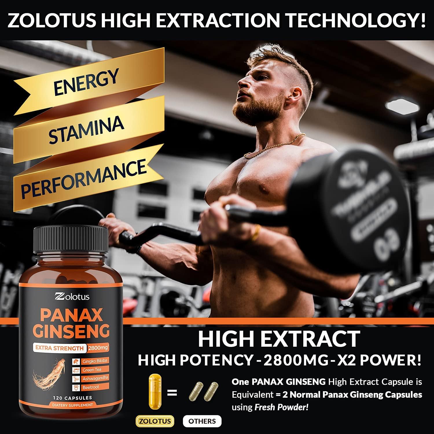 Korean Red Panax Ginseng + Ginkgo Biloba, 2800mg Highest Potency with