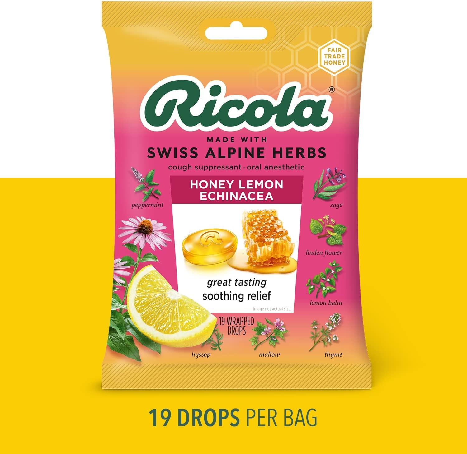 Ricola HoneyLemon with Echinacea Cough Suppressant Throat Drops, 19