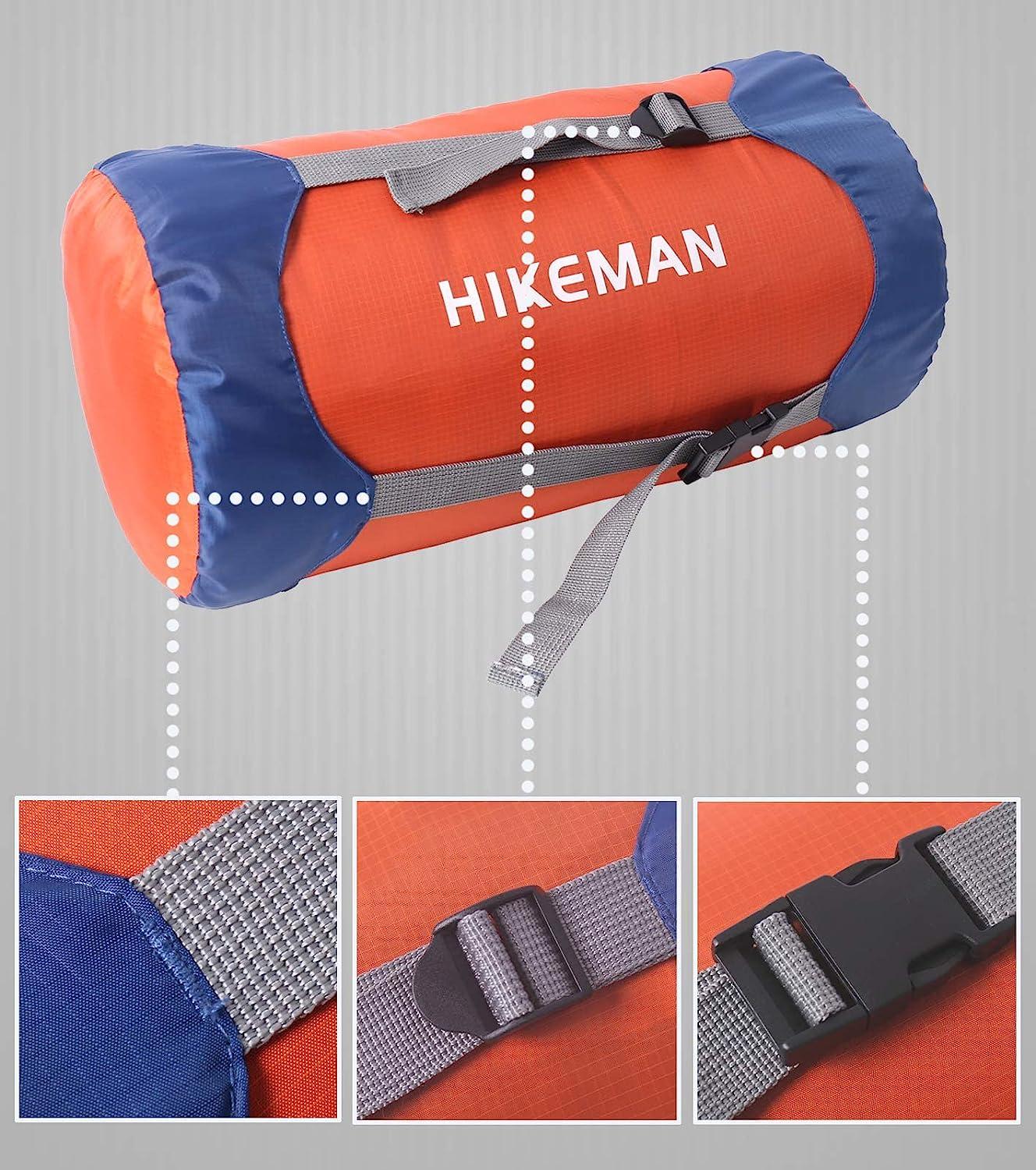 Hikeman Compression Stuff Sack, Compression Sack for Sleeping Bag,  6L/15L/25L/35L Water-Resistant & Ultralight & Compact - Space Saving Gear  for Camping, Traveling, and Outdoors Orange X-Large