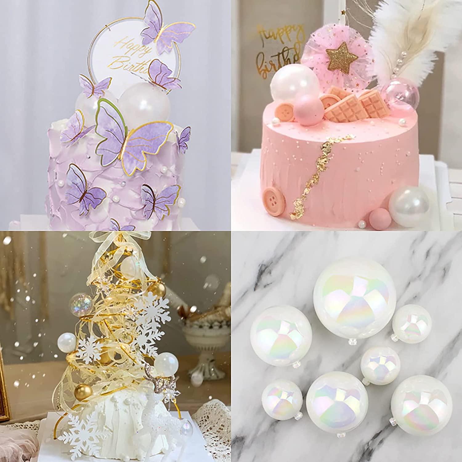 24 PCS Balls Cake Toppers Bubble Balls Mini Balloon Cake Topper Pearl