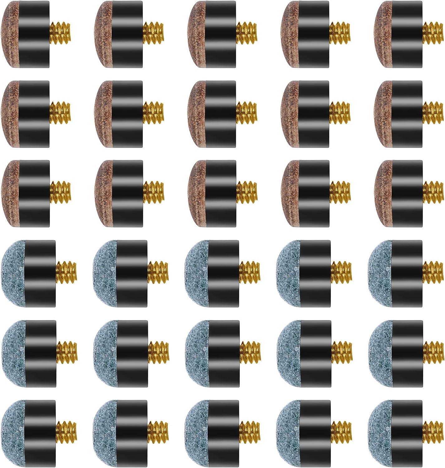 Lusofie 30pcs Screw On Pool Stick Tips Pool Cue Tips 13mm Replacement