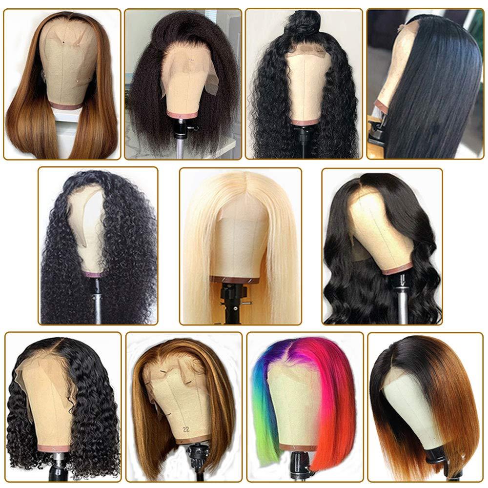 YTBYT 22 Inch Wig Head Cork Canvas Block Head Wig Display Styling Head  Mannequin Head With Stand and Mounting Holes