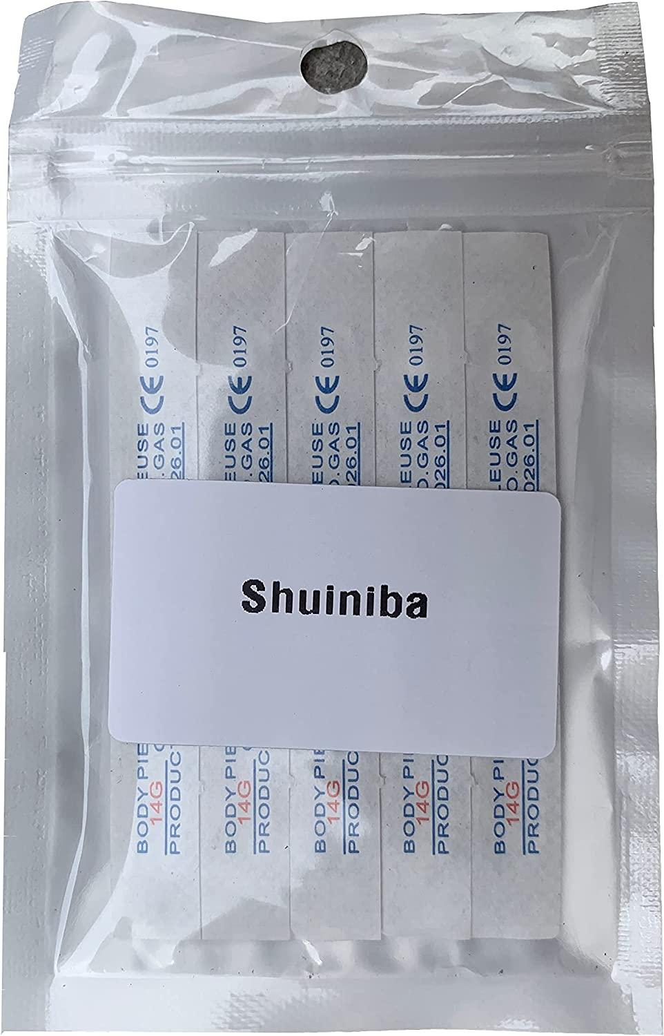 Shuiniba 14G 10 Pieces Body Ear Navel Nose Lip Nipple Piercing Needles