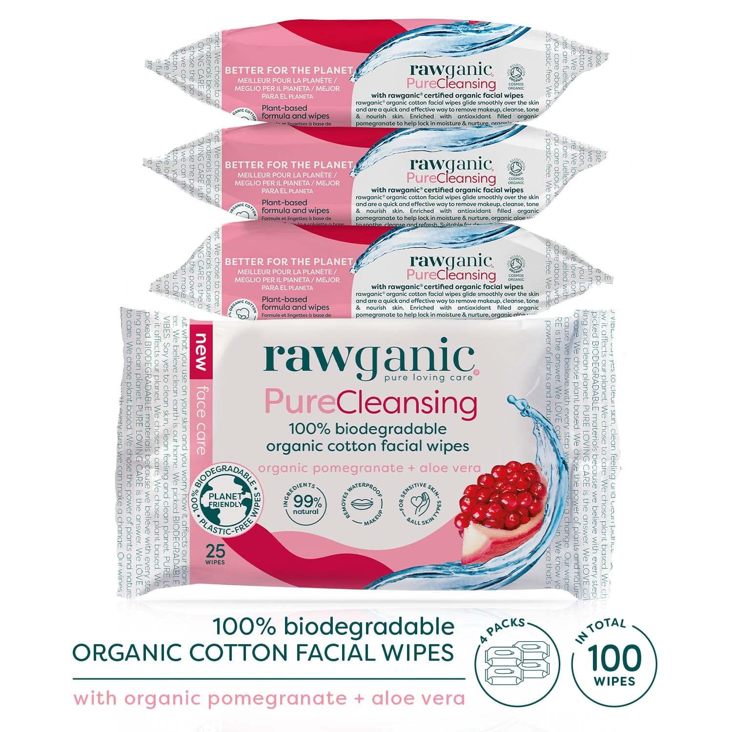 Rawganic Antiaging Hydrating Facial wipes, Fragrancefree