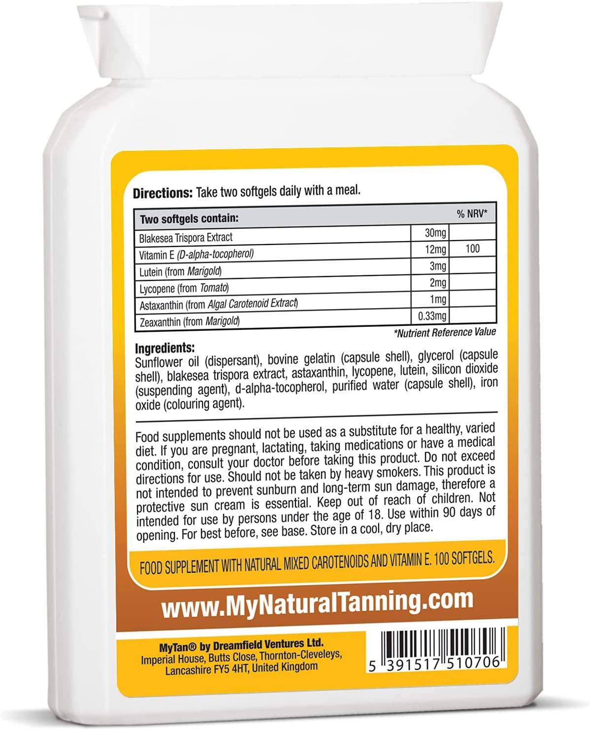 MyTan Bronze Tanning Pills 100 Softgels Sunless Tan Supplement