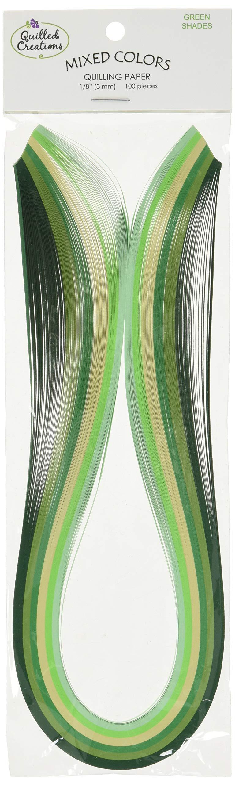 Quilled Creations Mixed Color Quilling Paper 1/8Inch Green 100 Per Package