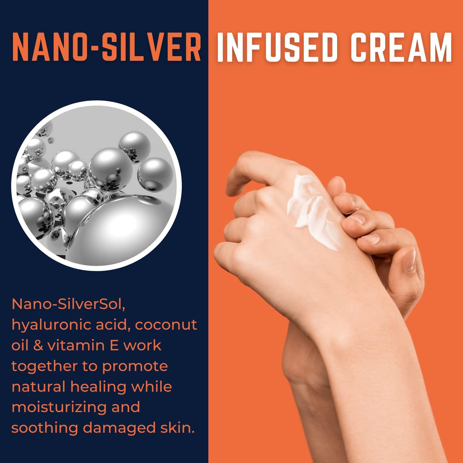 Optivida Health Nano-Silver Infused Cream, Advanced Cellular Silver Topical  Gel for Scars, Wounds, Rashes, Skin Irritations Infused W/ Hyaluronic Acid  Coconut oil Vitamin E (Unscented - 3.4 oz.) 3.4 Fl Oz (Pack of 1)