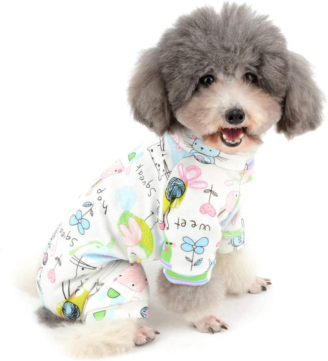 Zunea Small Dog Overall Enchanting Mouse Floral Cotton Romper
