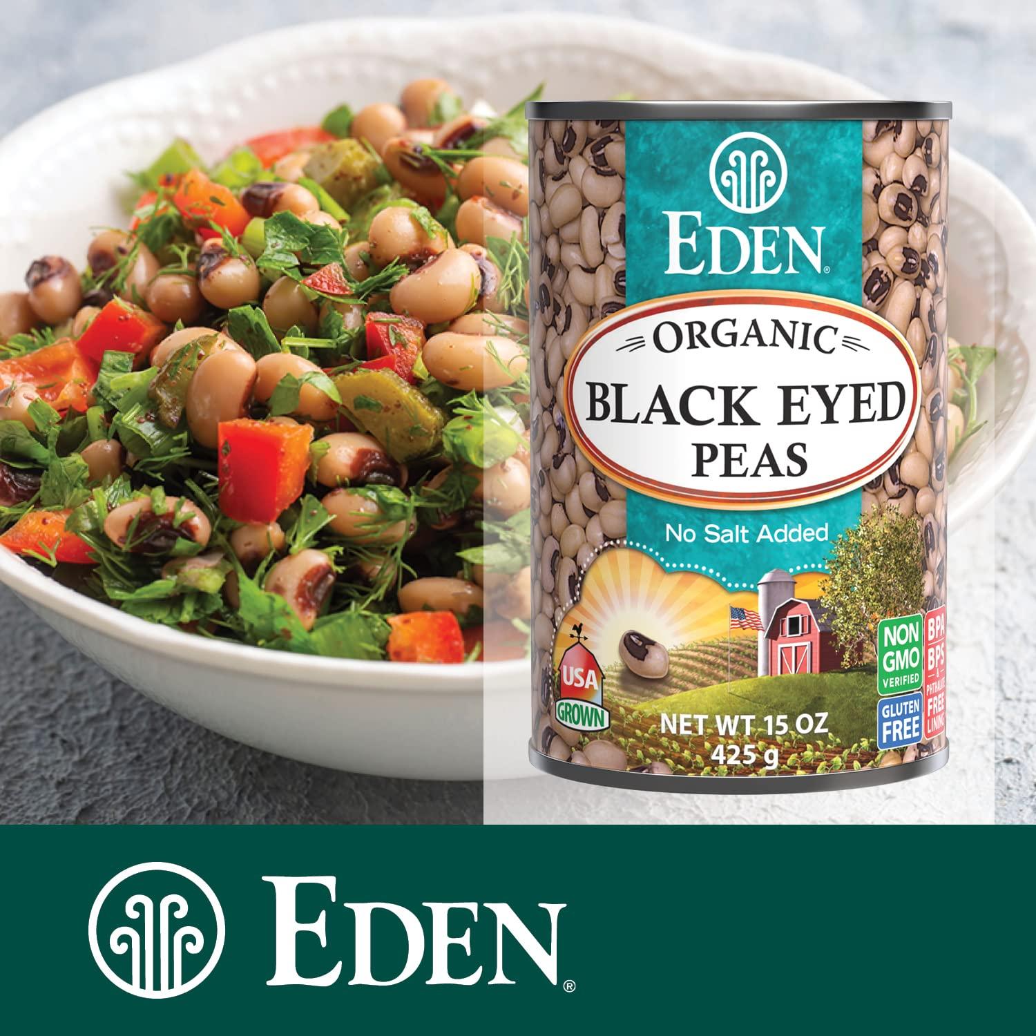 Eden Organic Black Eyed Peas, No Salt Added, 15Ounce Cans (Pack of 12)