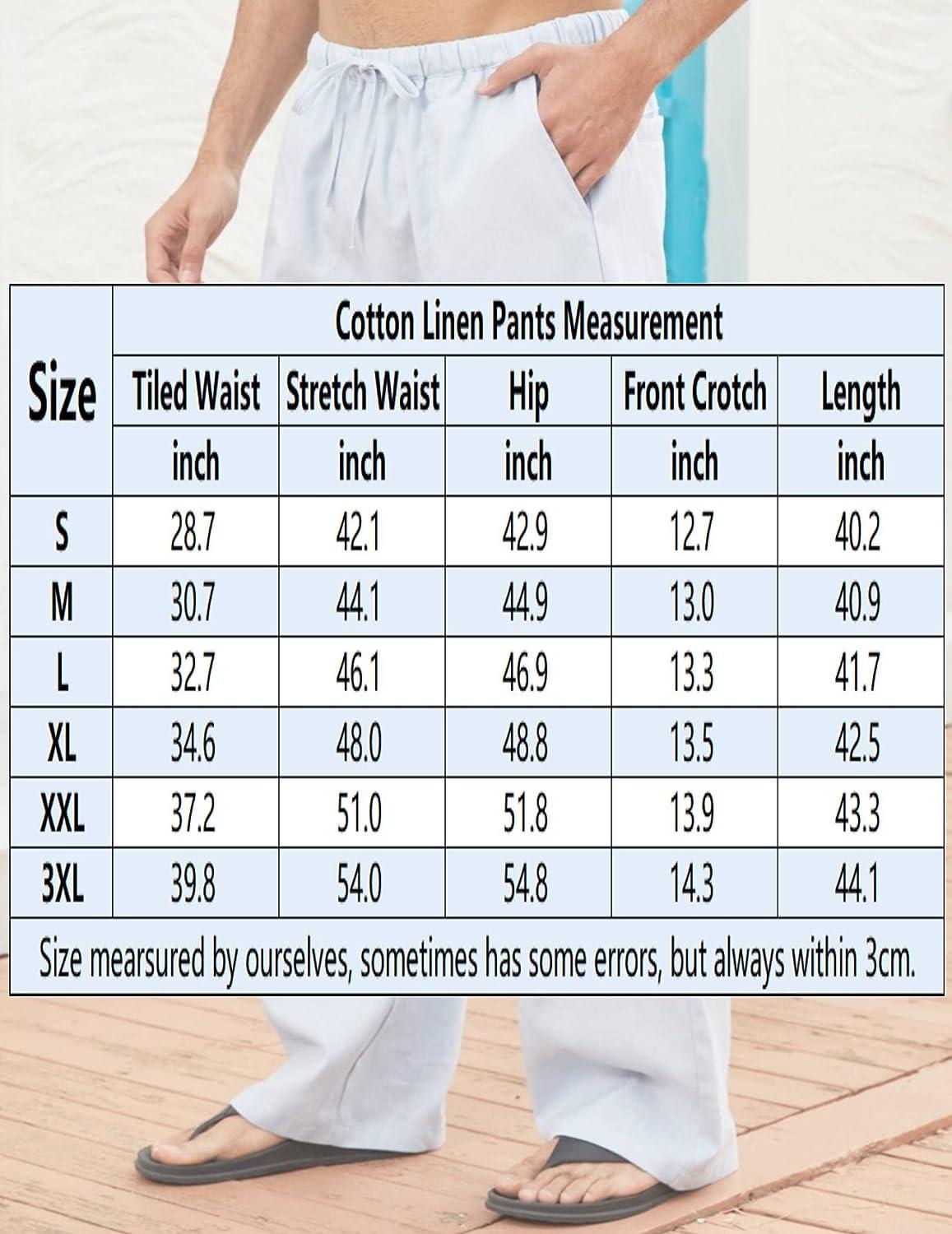 COOFANDY Mens Linen Loose Casual Lightweight Elastic Waist Yoga