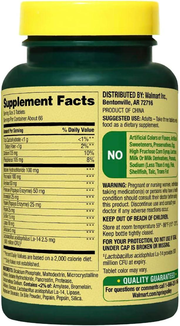 Spring Valley MultiEnzyme Probiotic 200 Tablets + Your Vitamin Guide