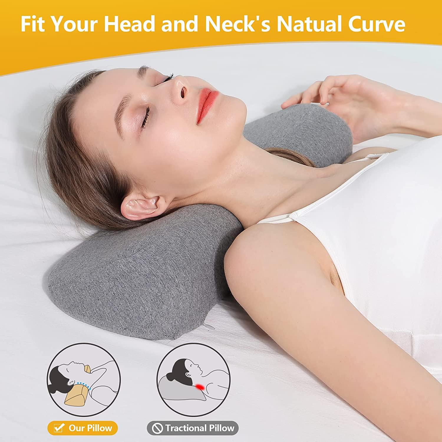 Cervical Neck Pillow for Sleeping, Memory Foam Pillow Neck Bolster Pillow  for Stiff Neck Pain Relief, Neck Support Pillow Cervical Pillows for Pain  Relief Sleeping Bed Pillow(Dark Gray)