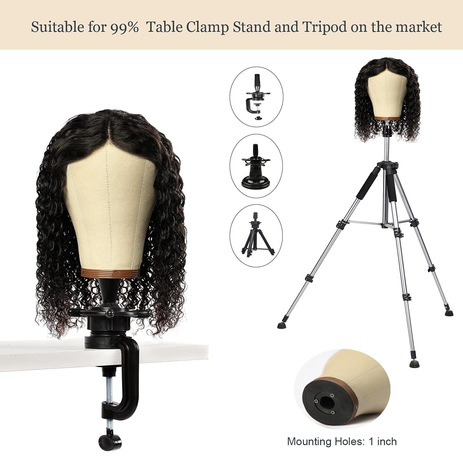 lucicass Wig Head 24Incn Canvas Block Head Wig Stand with Mannequin head  for Making Wigs Display Styling Wig Head with Mount Hole