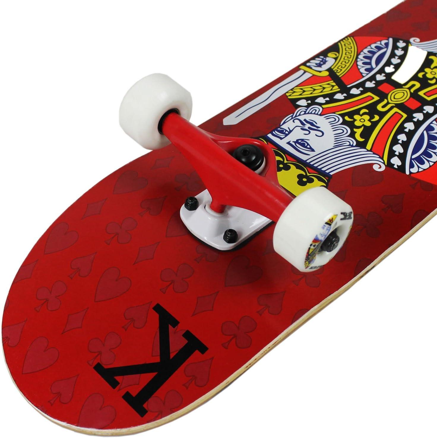 KPC Complete Skateboard - Pro Style Quality - Maple 7-Ply Deck, Aluminum  Trucks, Urethane Wheels, Precision Bearings - The Perfect Beginners First  Board King Red