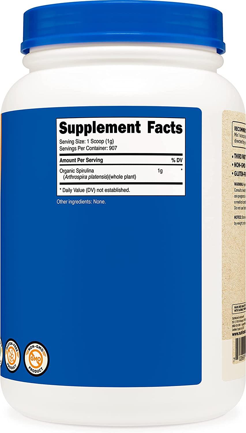 Nutricost Organic Spirulina Powder 2 LB Pure, Certified Organic