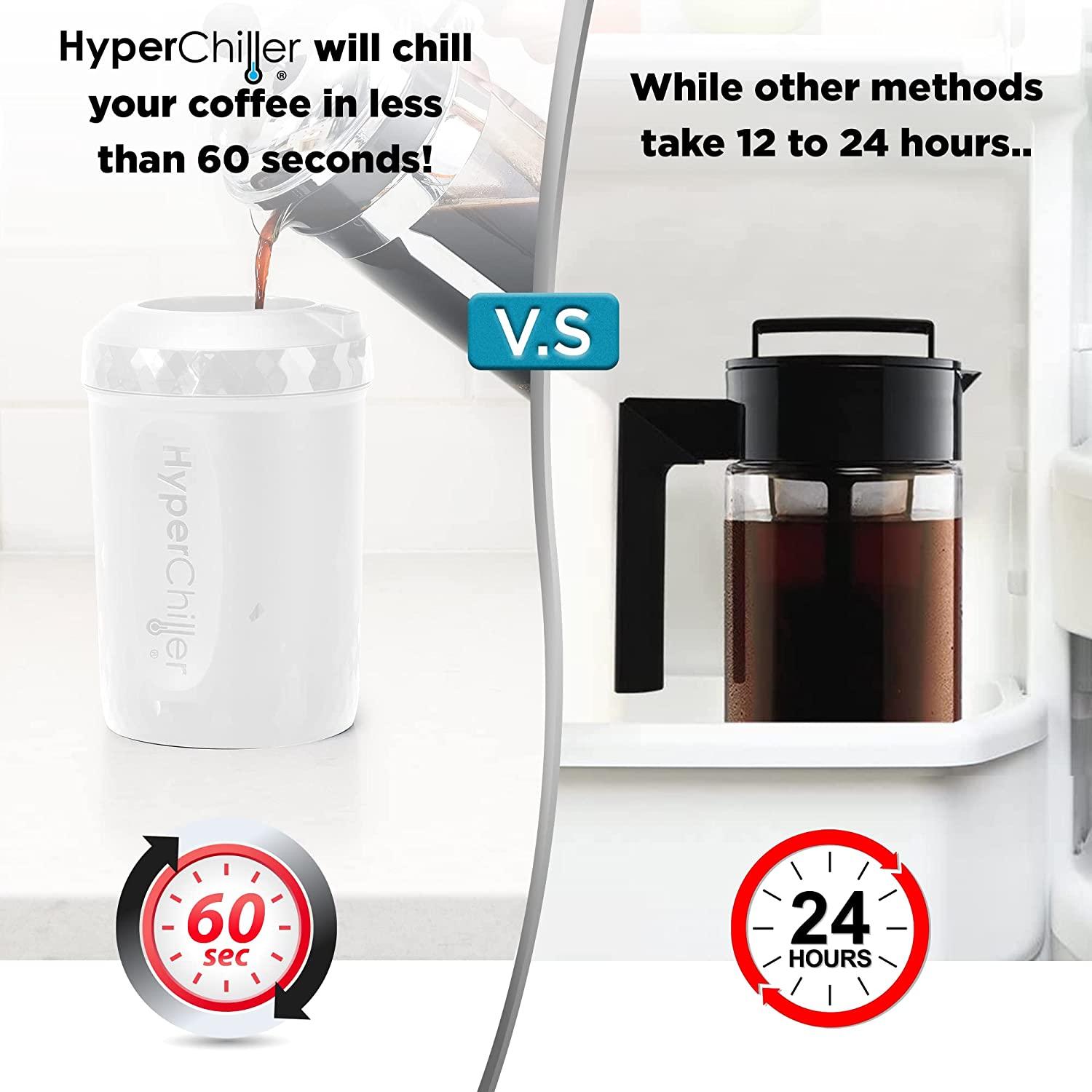 HyperChiller HC2W Patented Iced Coffee/Beverage Cooler, NEW,  IMPROVED,STRONGER AND MORE DURABLE! Ready in One Minute, Reusable for Iced  Tea, Wine, Spirits, Alcohol, Juice, 12.5 Oz, White