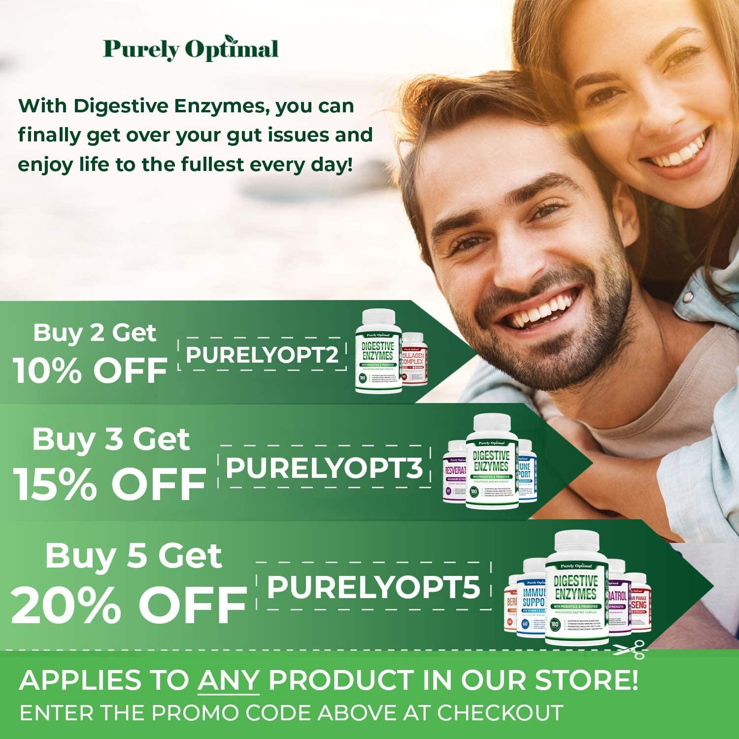 PURELY OPTIMAL Premium Digestive Enzymes with Prebiotics & Probiotics