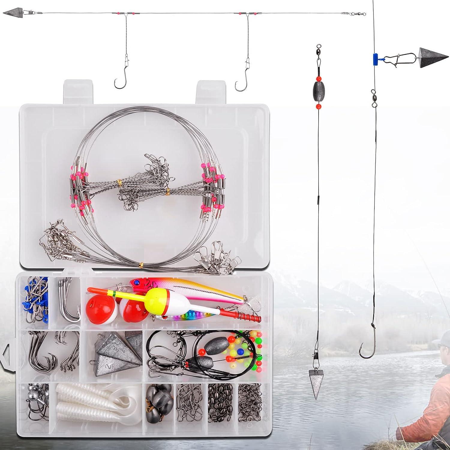  Saltwater Surf Fishing Leader Rig – 46pcs Pyramid Sinker  Octopus Circle Hook Forged Hook Wire Trace Leader Rig with Swivel Snaps  Beads : Sports & Outdoors