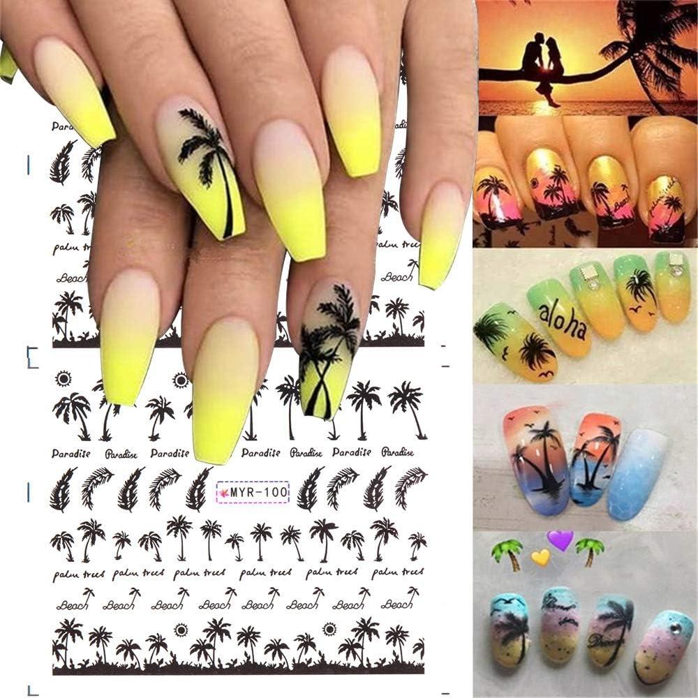 Summer Dip Nails with Tropical Prints