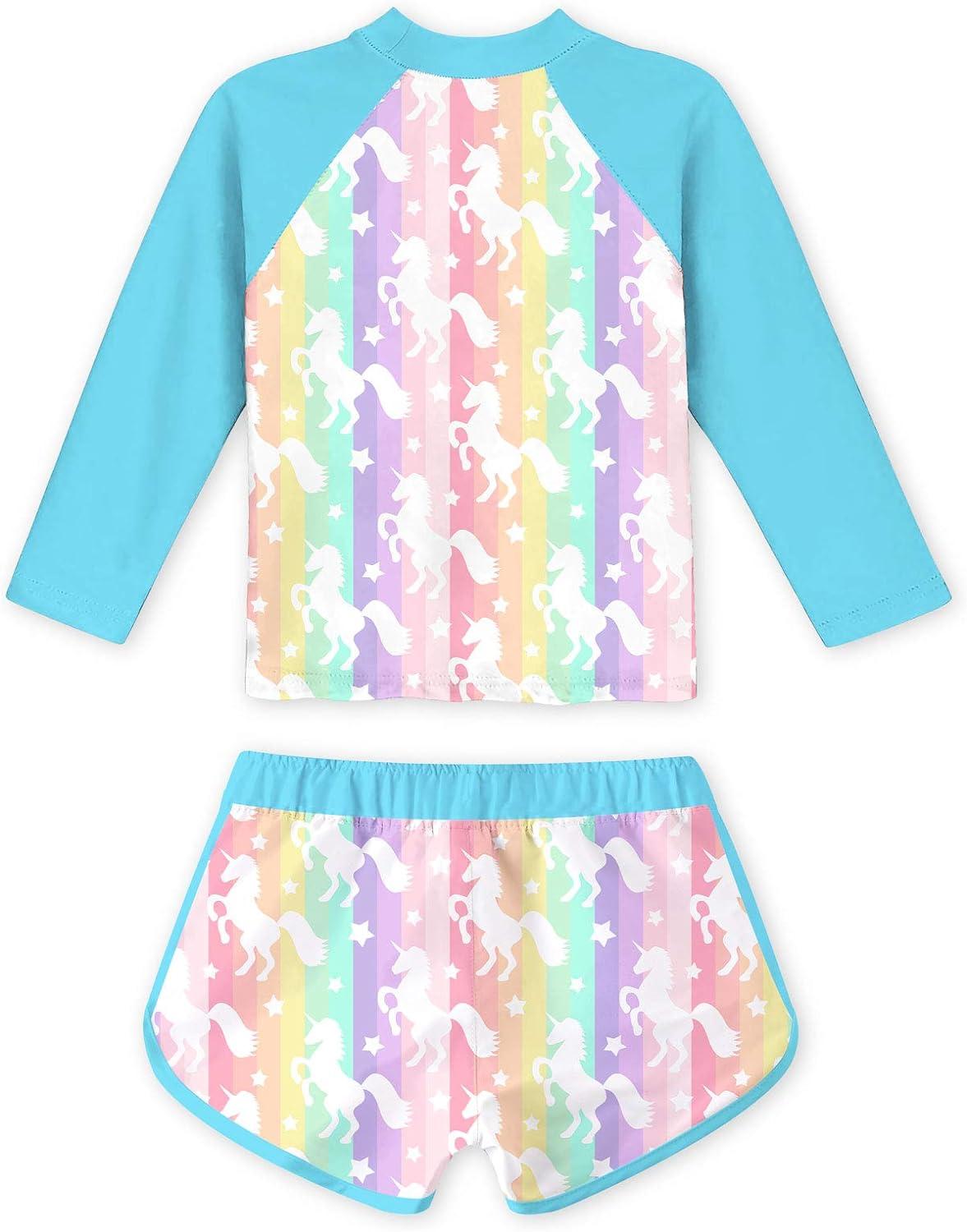 Girls Long Sleeve Two-Piece Swimsuit Set - Tropic of Unicorn™ main image 1