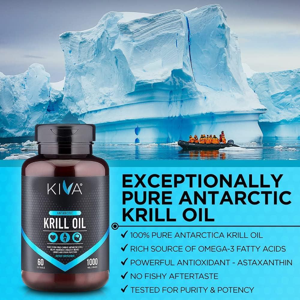 Kiva Pure Antarctic Krill Oil (60 Softgels) 1000mg High Concentration