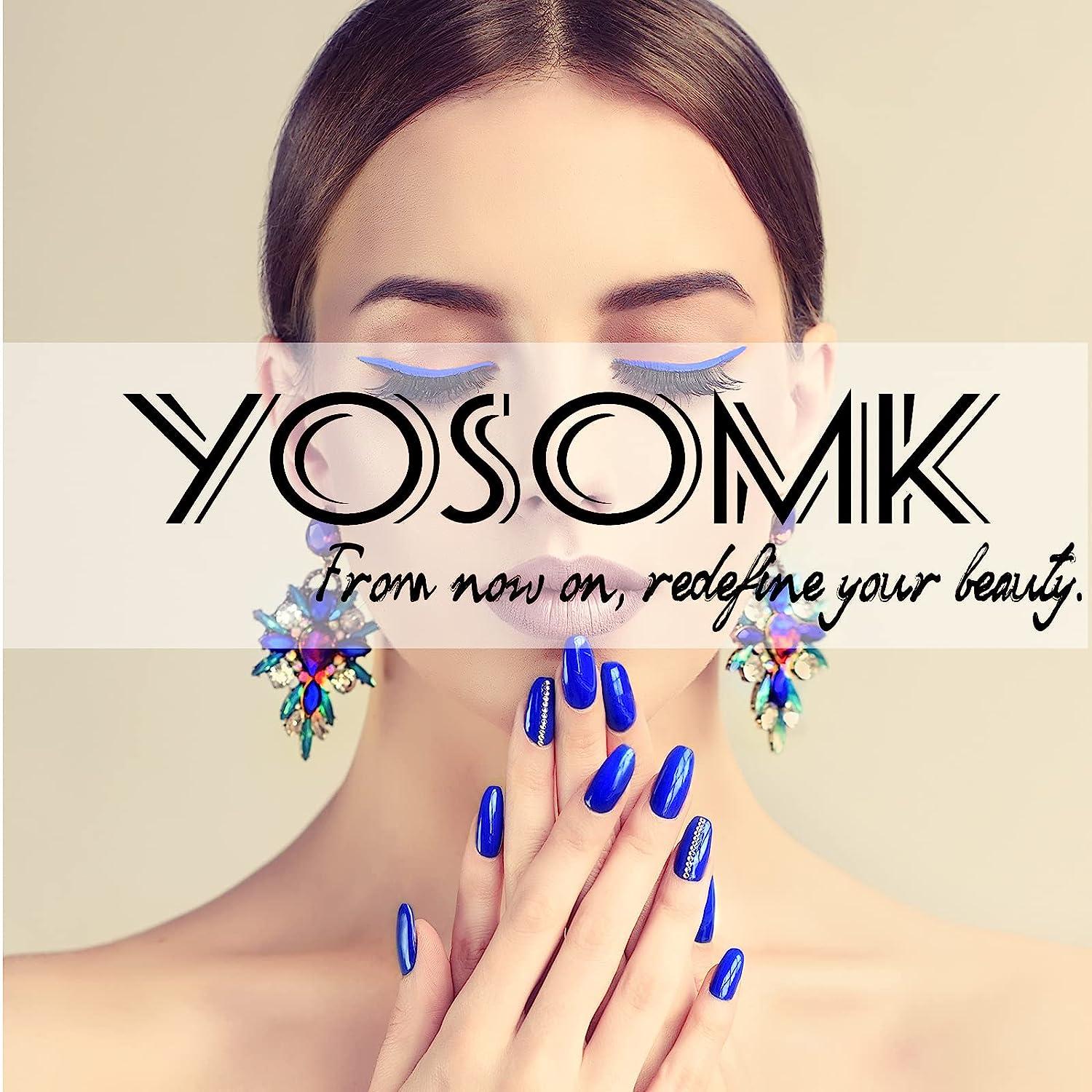 YOSOMK Luxury Press on Nails Short Pink Square Fake Nails with Designs  Rhinestones French Tip Nails Glossy Acrylic Artificial Glue on Nails for  Women