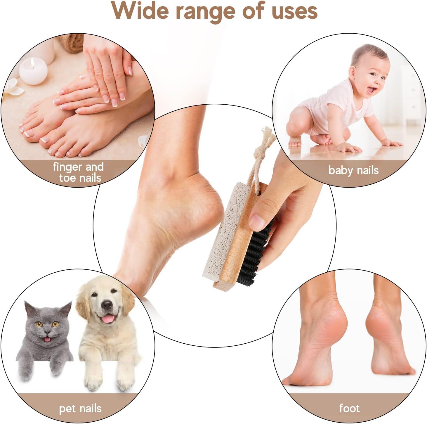 Unique Bargains Pumice Bristle Wood Handle Foot Care Pedicure Dry