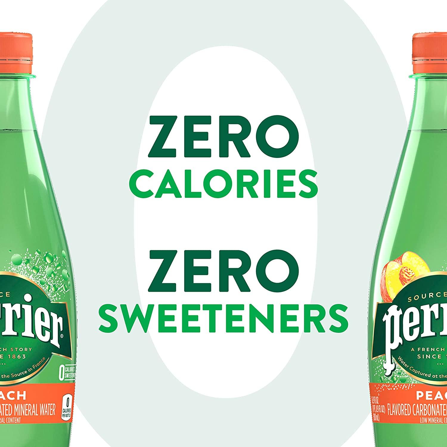 Perrier Flavored Carbonated Mineral Water Plastic Bottles, Peach, 16.9
