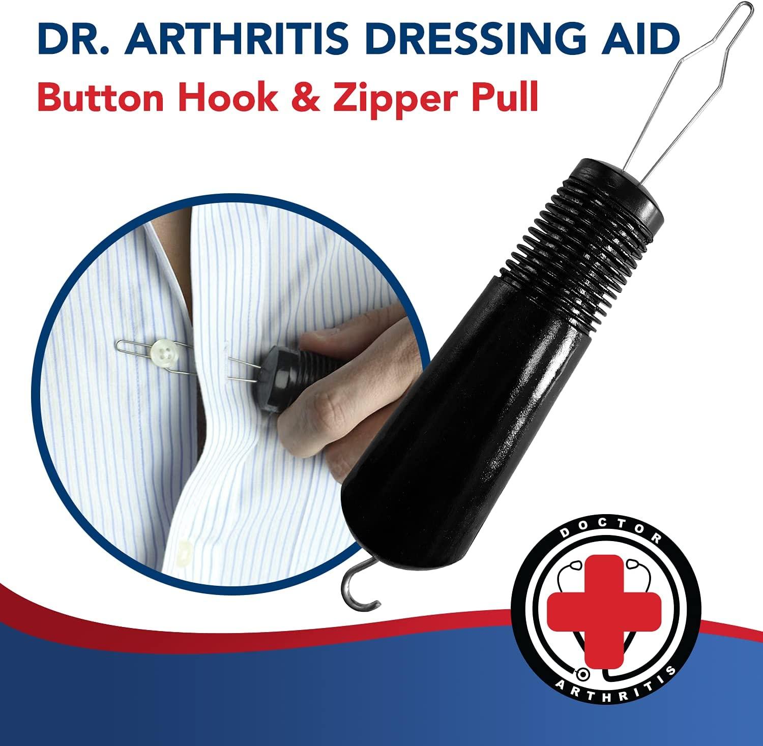 Grip Button Hook Helper Shirt Collar Buttoner Jeans Easy Buttoner Button  Hook Aid Tool Lightweight Built-up Dressing Aid for Arthritis (with Hook)