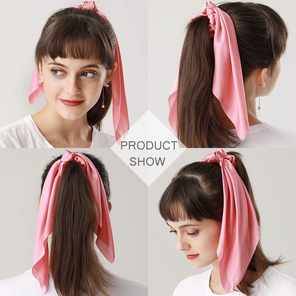 10PCS Bow Hair Tie Velvet Hair Ribbon Elastics Hair Scrunchies Long  Ponytail Holder Hair Bow Bands Rope Accessories for Women Girls