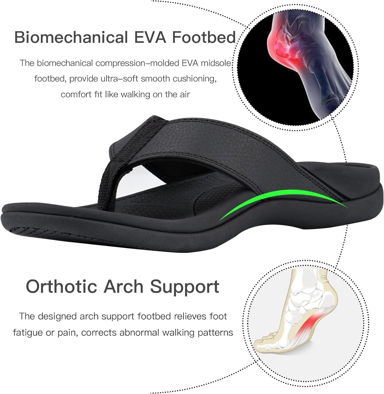 Everhealth Arch Support Flip Flops for Men Orthotic Sandals Supportive