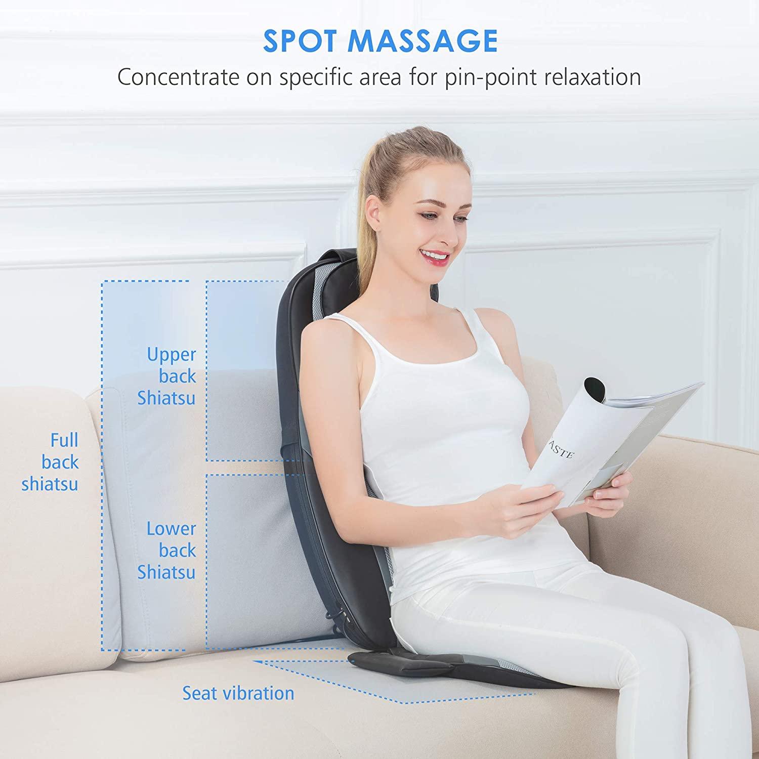  Snailax Back Massager with Soothing Heat, Gifts for Men, Women,  Electric Deep Tissue Kneading Massage Chair Pad for Full Back, Body, Pain  Relief, Home, Office Use : Health & Household