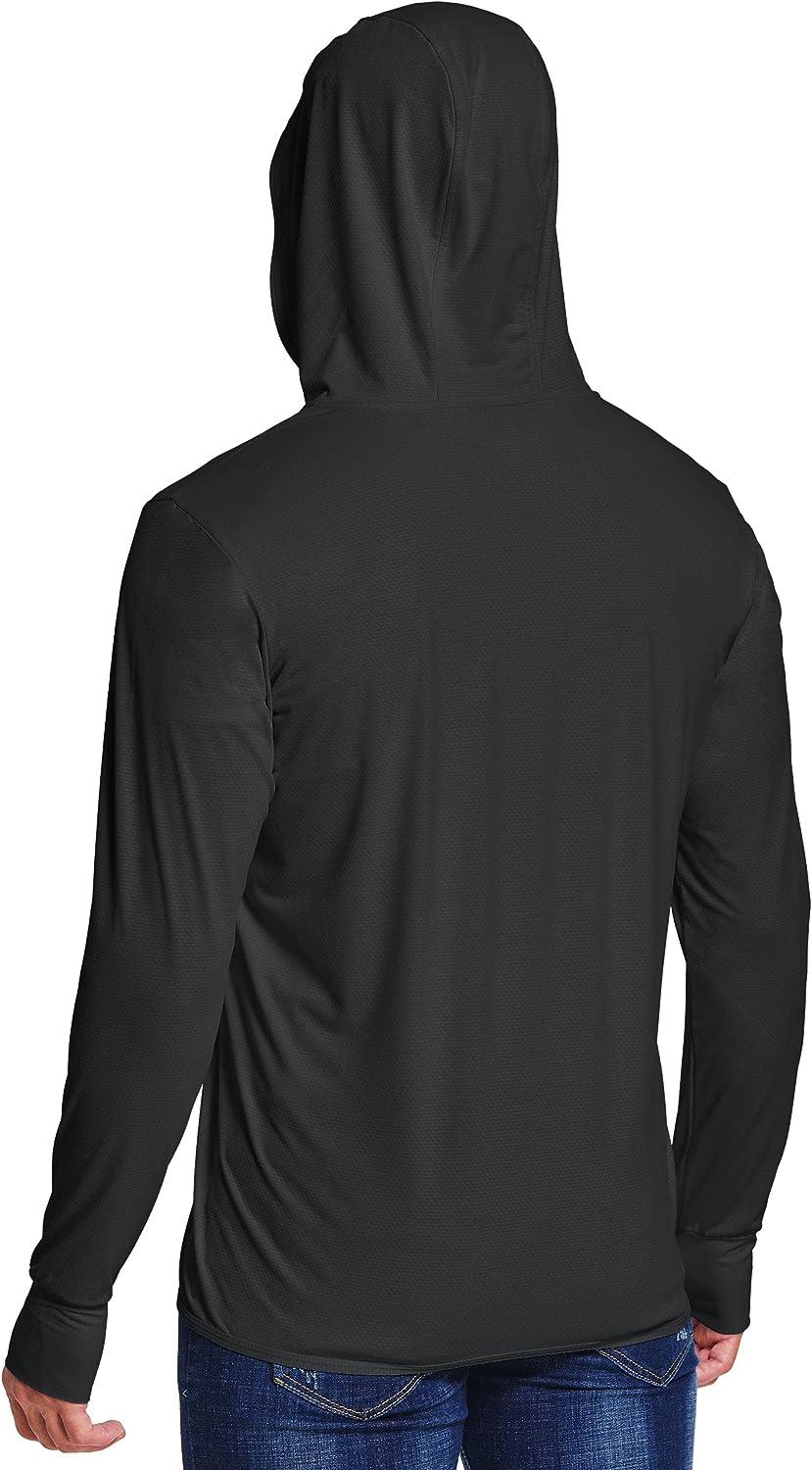 Willit Men's UPF 50+ Light Jacket Sun Protection Hooded SPF UV Jacket  Hiking Fishing Shirt Long Sleeve Full Zip Black XX-Large