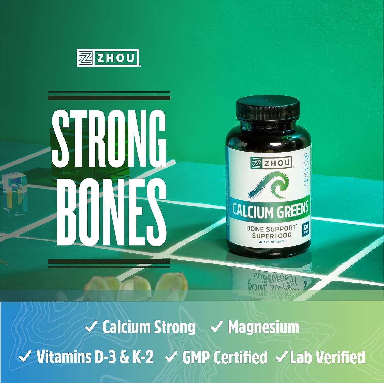 Zhou Nutrition Calcium Greens Bone Support Superfood Calcium Magnesium