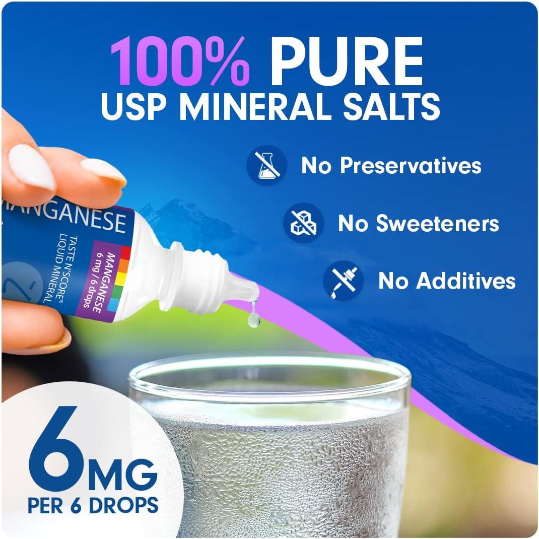 Taste N' Score Manganese Liquid Ionic Mineral Supplement 100 Pure 6 mg